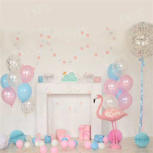 Fox Pink Birthday Swan Vinyl Photography Backdrop