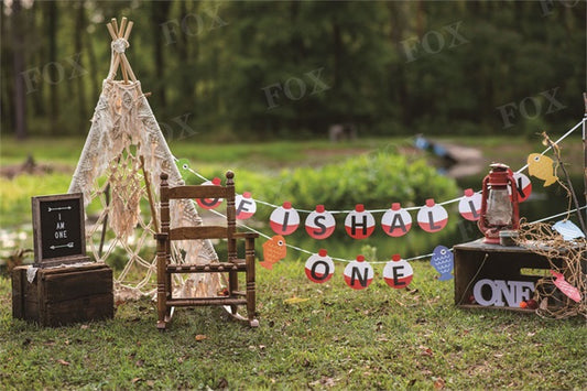 Fox Spring Birthday Outdoor Tent Photography Vinyl Backdrop