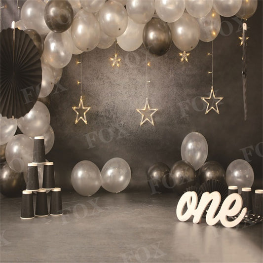 Fox Birthday Balloon Black Background Photography Vinyl Backdrop