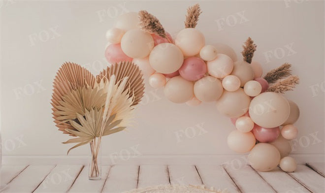 Fox Birthday Balloon Vinyl Photography Backdrop