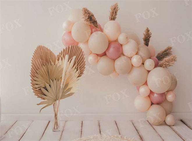 Fox Birthday Balloon Vinyl Photography Backdrop