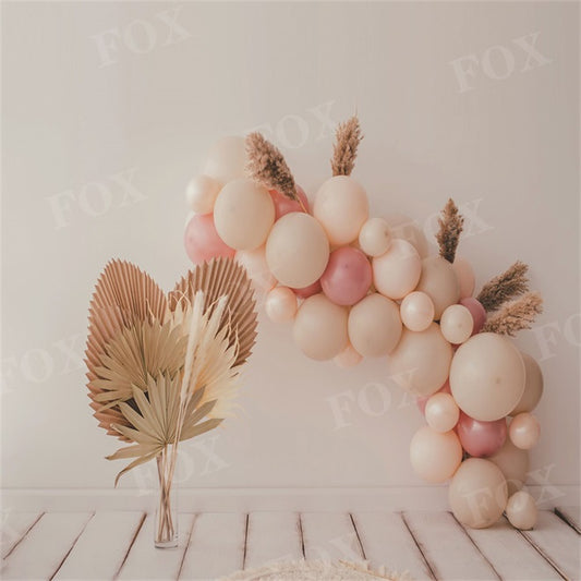 Fox Birthday Balloon Vinyl Photography Backdrop