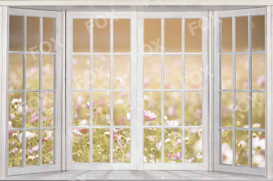 Fox Spring Summer Flowers Window Vinyl Photography Backdrop