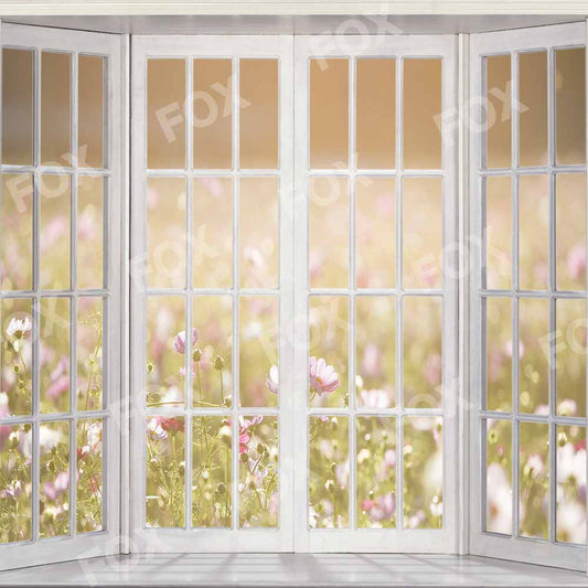 Fox Spring Summer Flowers Window Vinyl Photography Backdrop