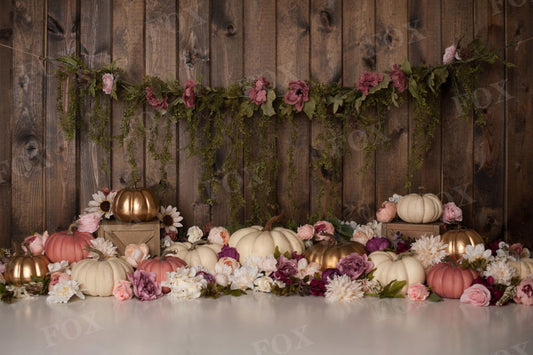 Fox Floralpumpkin Spring Vinyl Backdrop Designed by Kristen Noelle