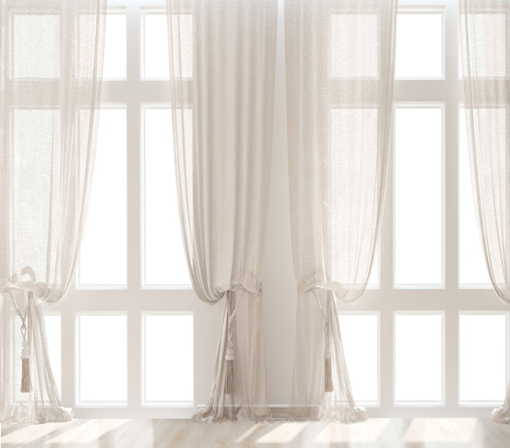 Fox White Curtains Window Wedding Romantic Vinyl Backdrop
