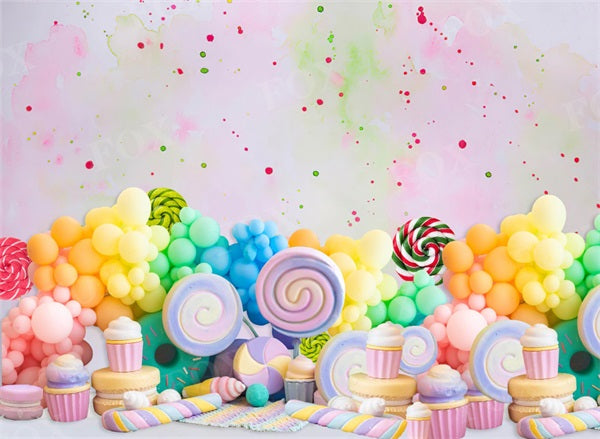 Fox Summer Cakesmash Candy House Birthday Vinyl/Fabric Backdrop