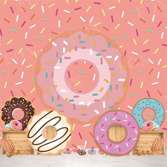 Fox Summer Cakesmash Pink Donut Vinyl/Fabric/Fabric Backdrop