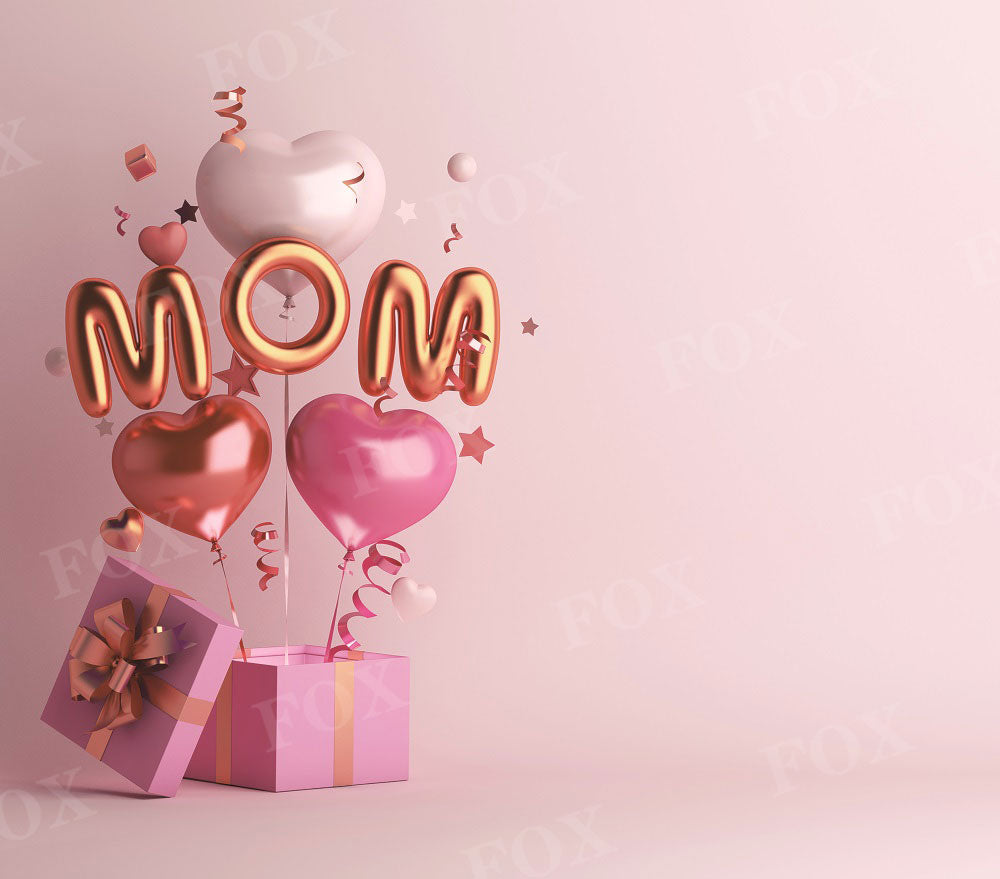 Fox Happy Mother's Day Pink Mom Photography Vinyl Backdrop
