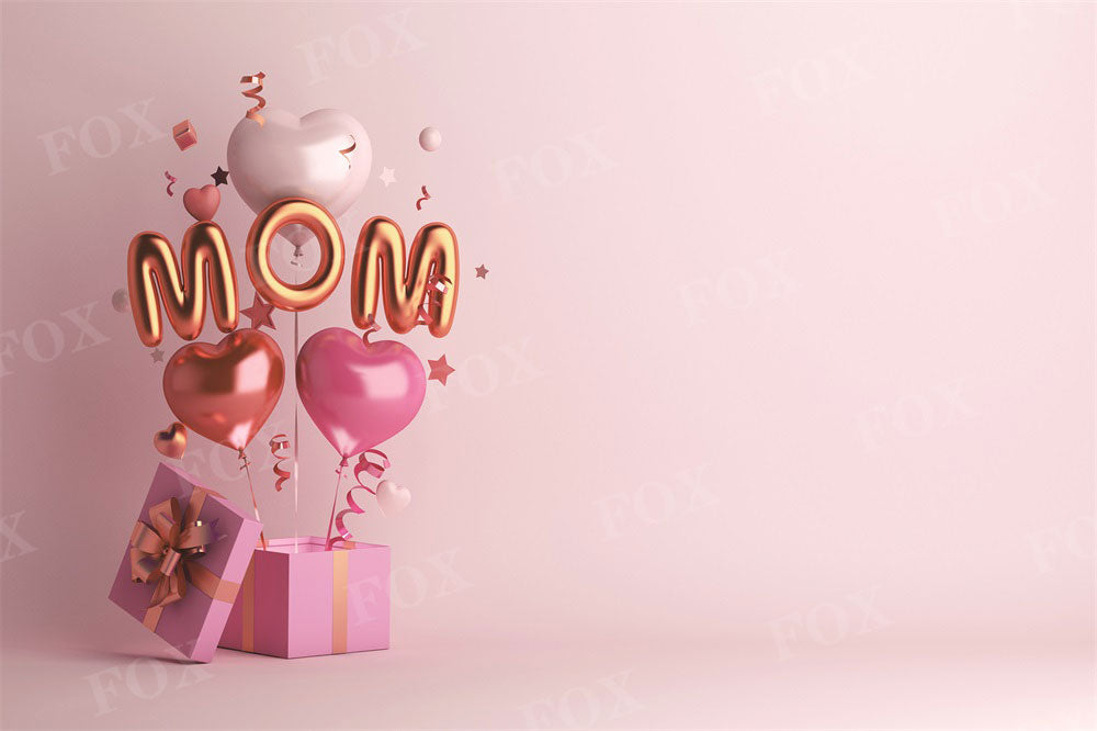 Fox Happy Mother's Day Pink Mom Photography Vinyl Backdrop