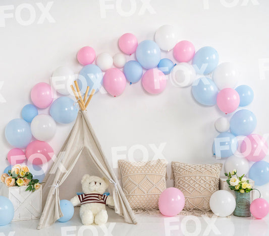 Fox Balloon Birthday Toy Vinyl Indoor Photography Backdrop