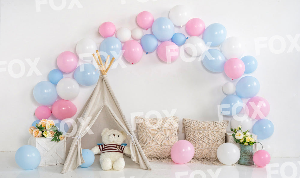 Fox Balloon Birthday Toy Vinyl Indoor Photography Backdrop