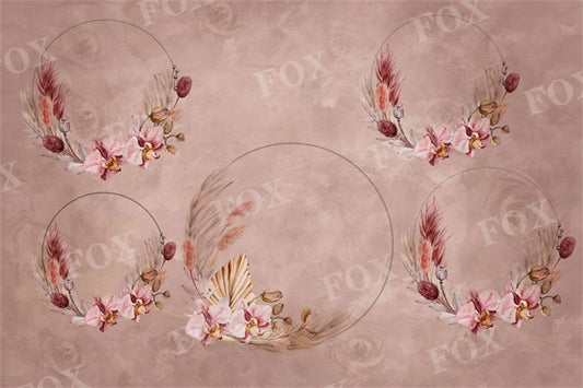 Fox Abstract Portrait Wreath Light Pink Vinyl Photo Backdrop
