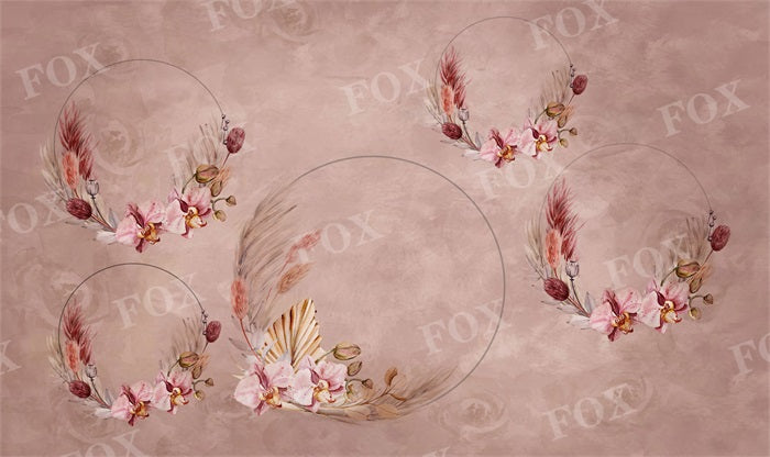 Fox Abstract Portrait Wreath Light Pink Vinyl/Fabric Photo Backdrop