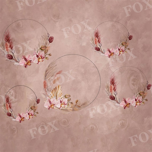 Fox Abstract Portrait Wreath Light Pink Vinyl Photo Backdrop