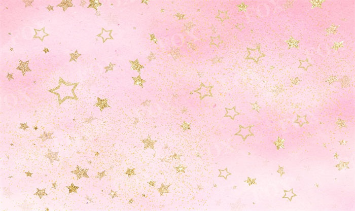 Fox Cute Girl Light Pink Stars Vinyl Photography Backdrop