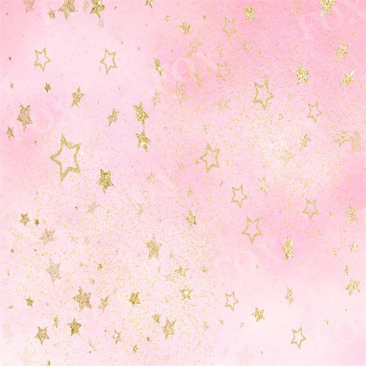 Fox Cute Girl Light Pink Stars Vinyl Photography Backdrop