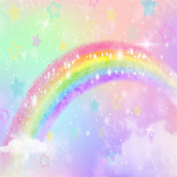 Fox Colorful Rainbow Stars Vinyl Photography Backdrop