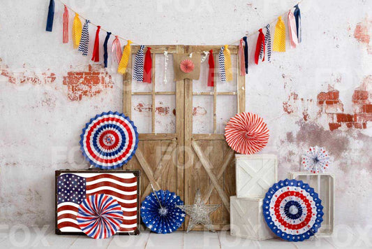 Fox 4 of July Fireworks National Flag American Flag Vinyl Independence Backdrop