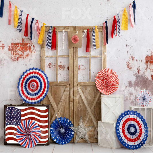 Fox 4 of July Fireworks National Flag American Flag Vinyl Independence Backdrop