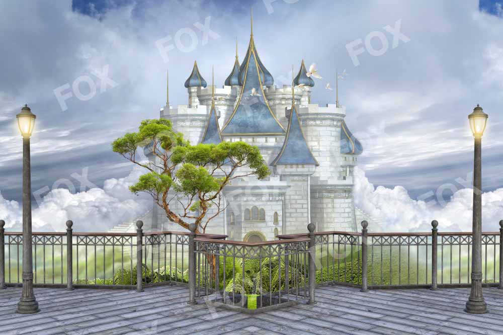 Fox Fairy Tale Castle Summer Vinyl/Fabric/Fabric Photography Backdrop
