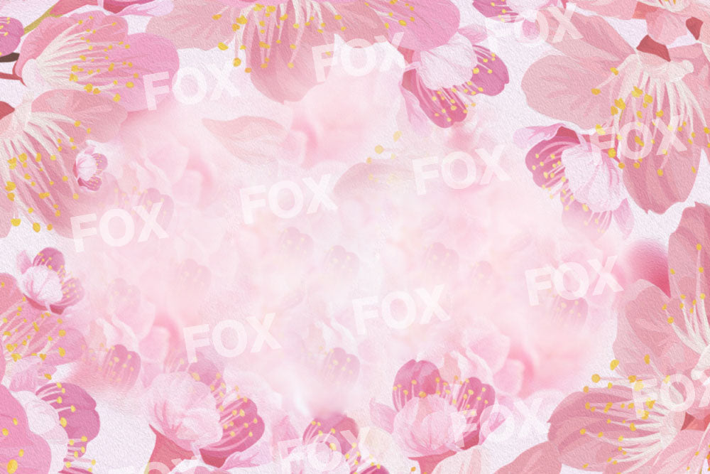 Fox Cherry Blossoms Pink Flower Vinyl Photography Backdrop