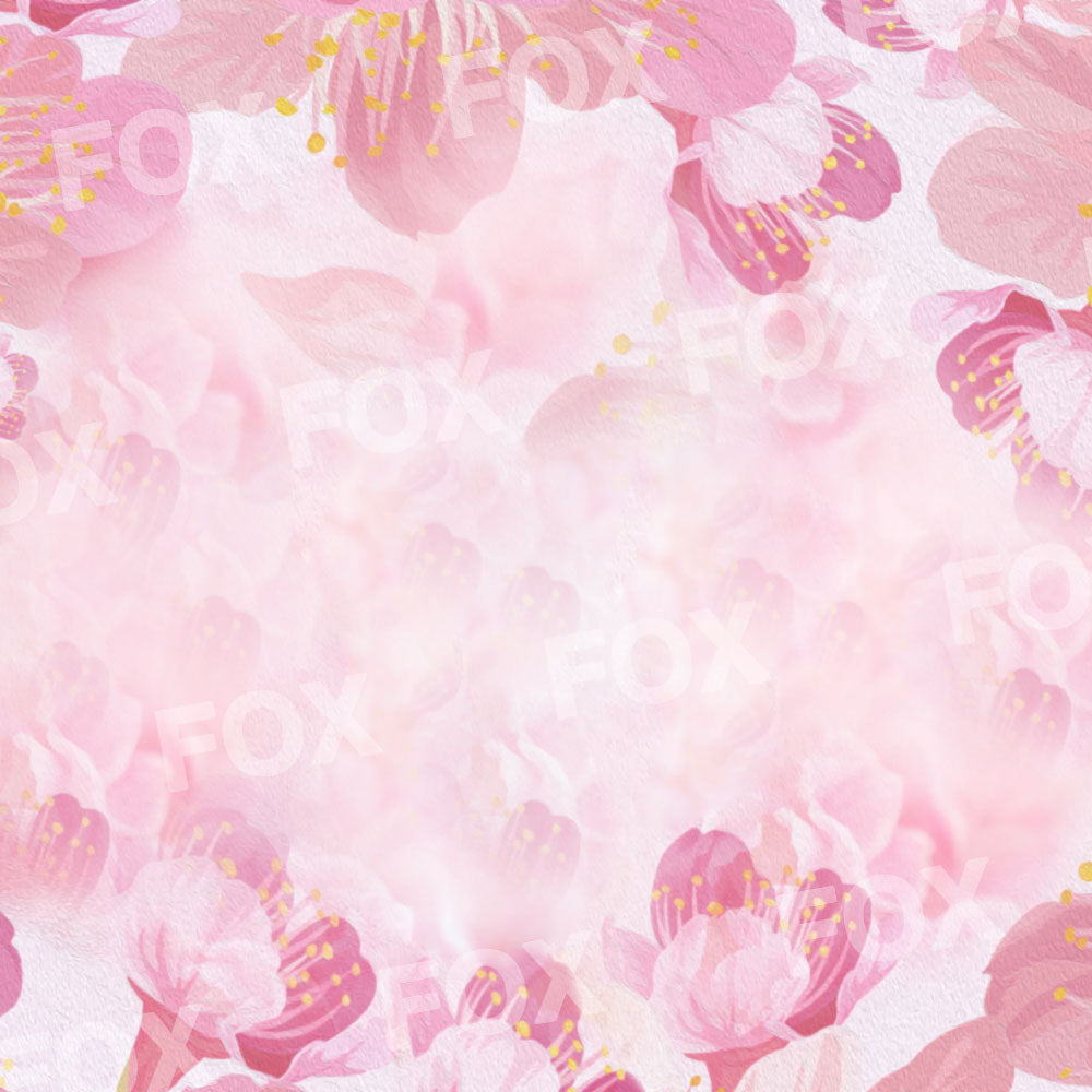 Fox Cherry Blossoms Pink Flower Vinyl Photography Backdrop