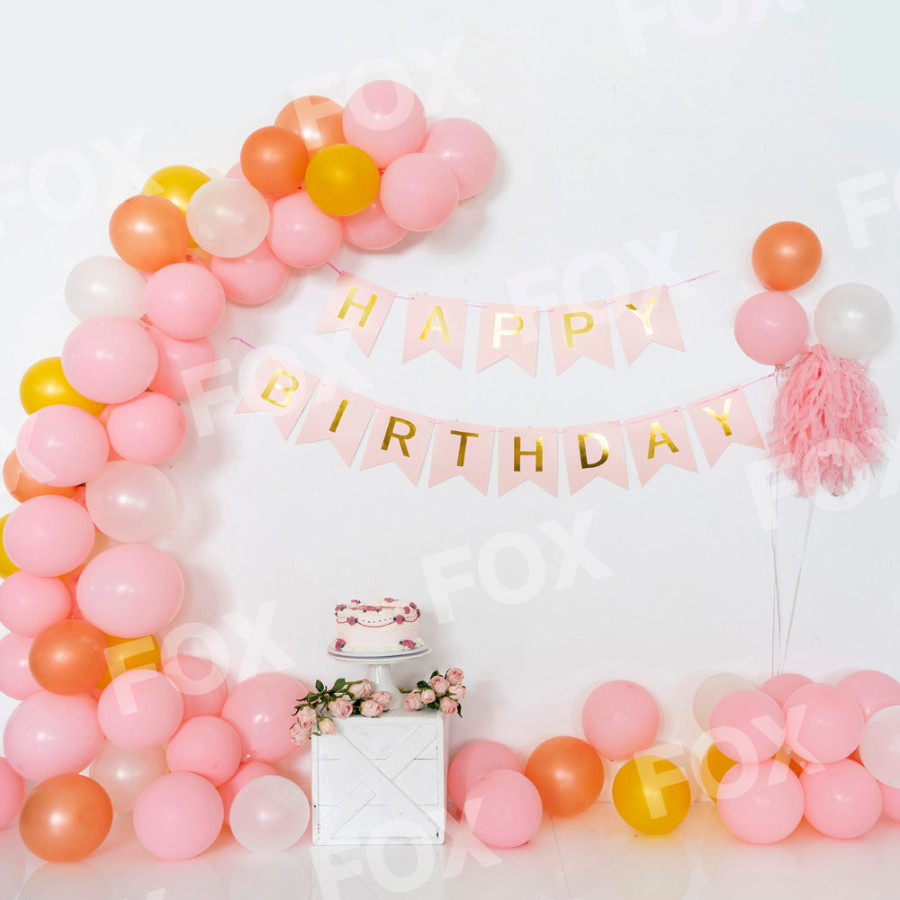 Fox Cake Smash Birthday Balloons Vinyl Photos Backdrop
