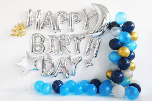 Fox Rolled Blue Birthday Balloons Vinyl Photos Backdrop