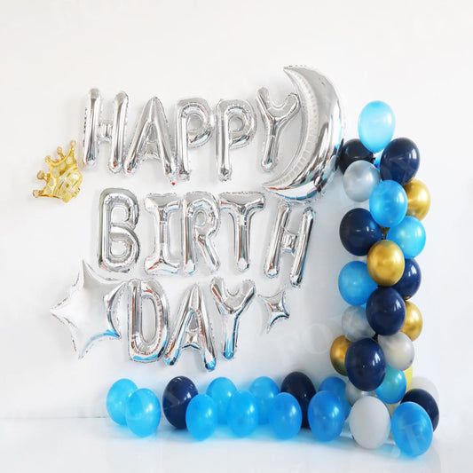 Fox Rolled Blue Birthday Balloons Vinyl Photos Backdrop