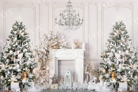 Fox White Christmas Trees Vinyl Photography Backdrop