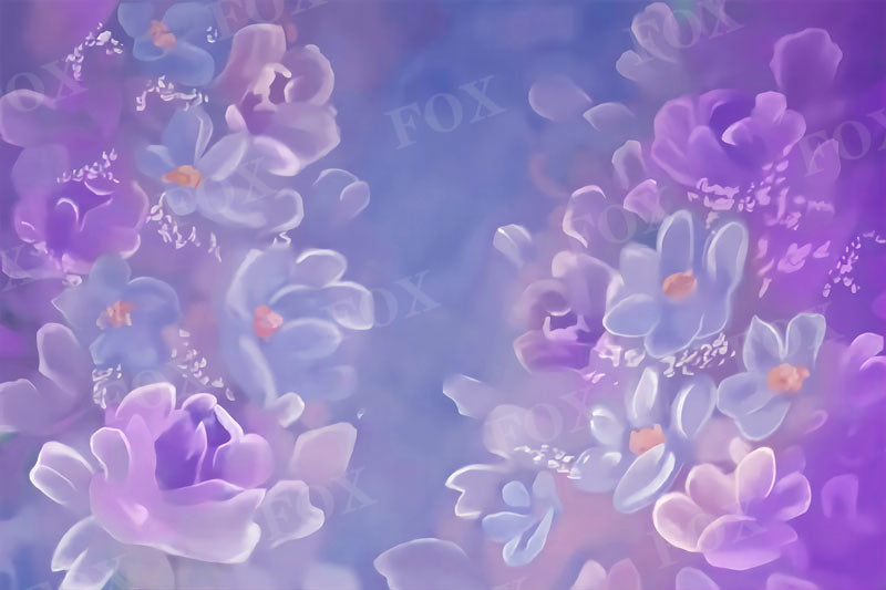 Fox Purple Flower Portrait photography Floral Photos Vinyl/Fabric Backdrop