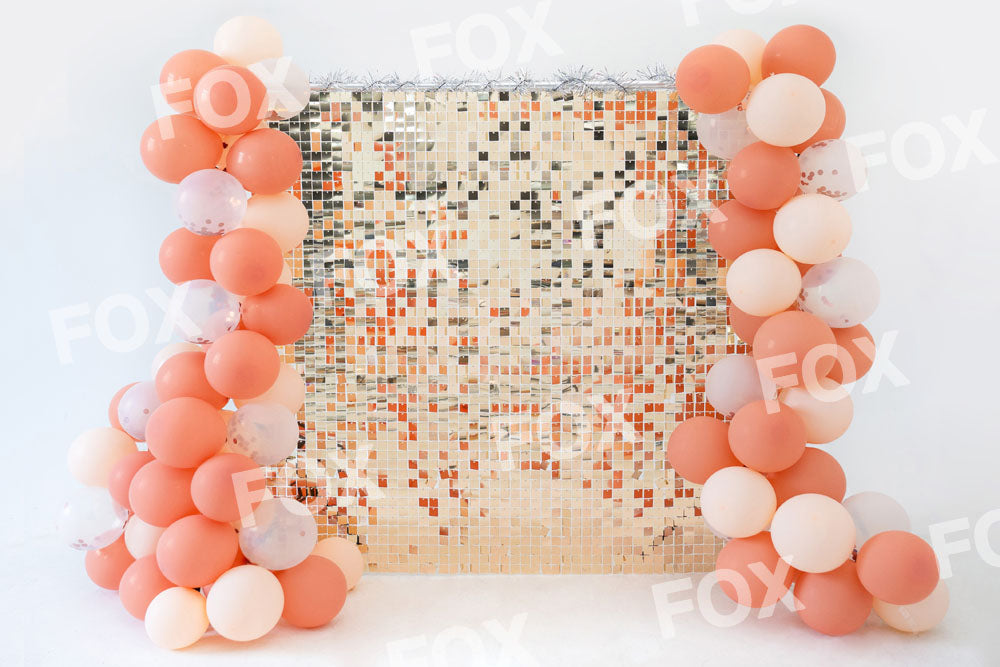 Fox Birthday Golden Balloon Party Cakesmash Vinyl/Fabric Backdrop