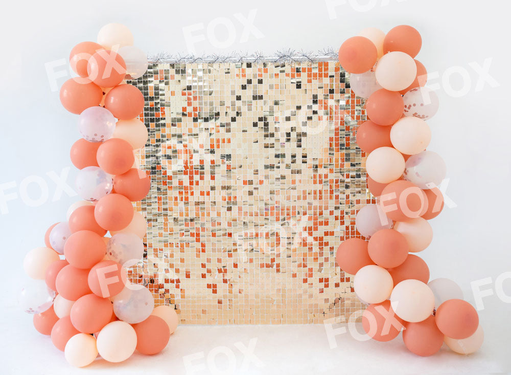 Fox Birthday Golden Balloon Party Cakesmash Vinyl/Fabric Backdrop