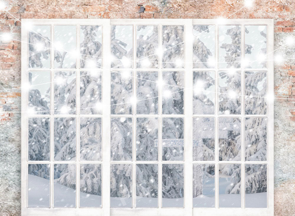 Fox Christmas winter snow Fabric/Vinyl Window Wedding Photography Backdrop