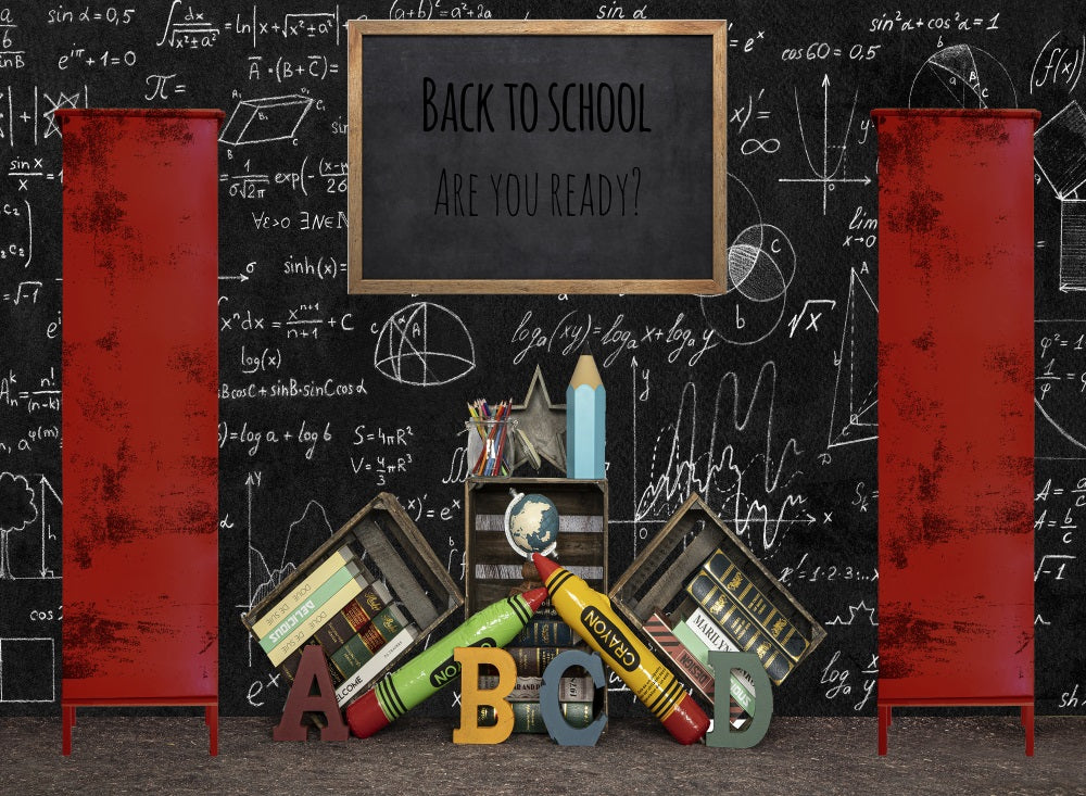 Fox Back to School Math Course Vinyl Backdrop