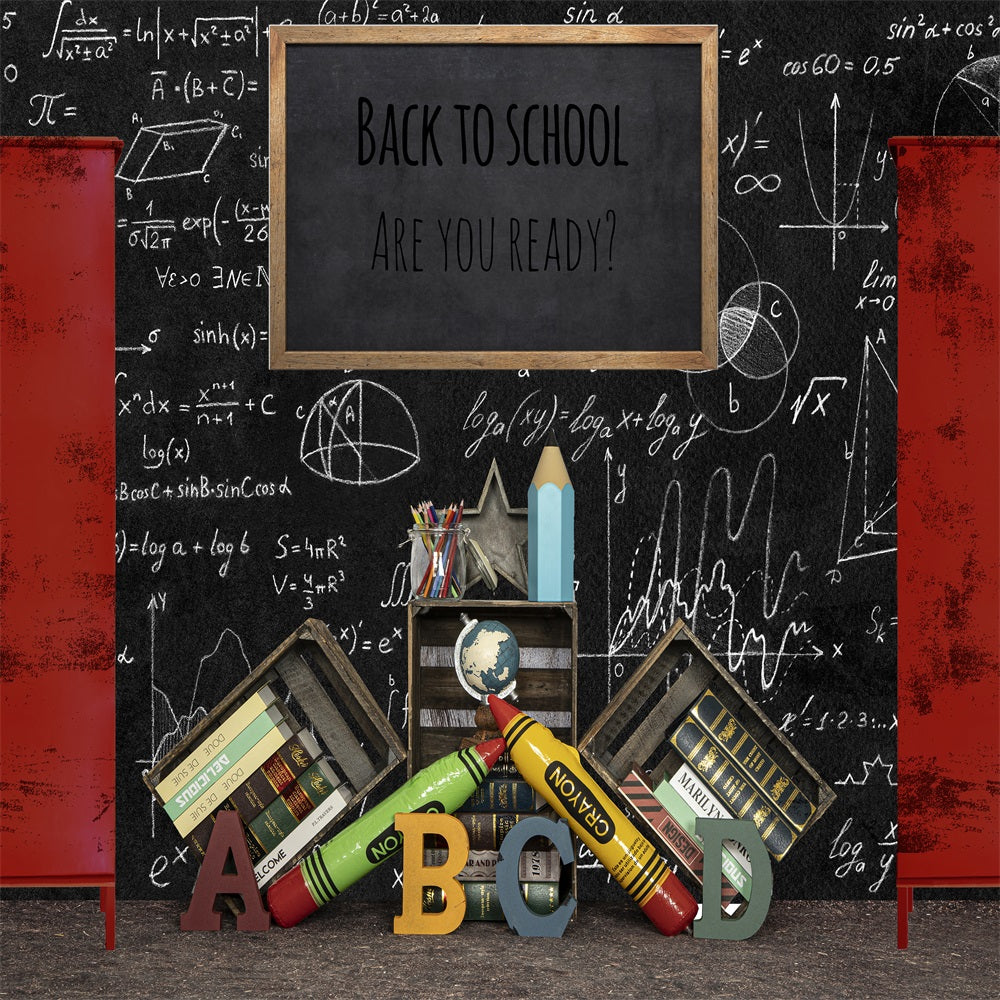 Fox Back to School Math Course Vinyl Backdrop