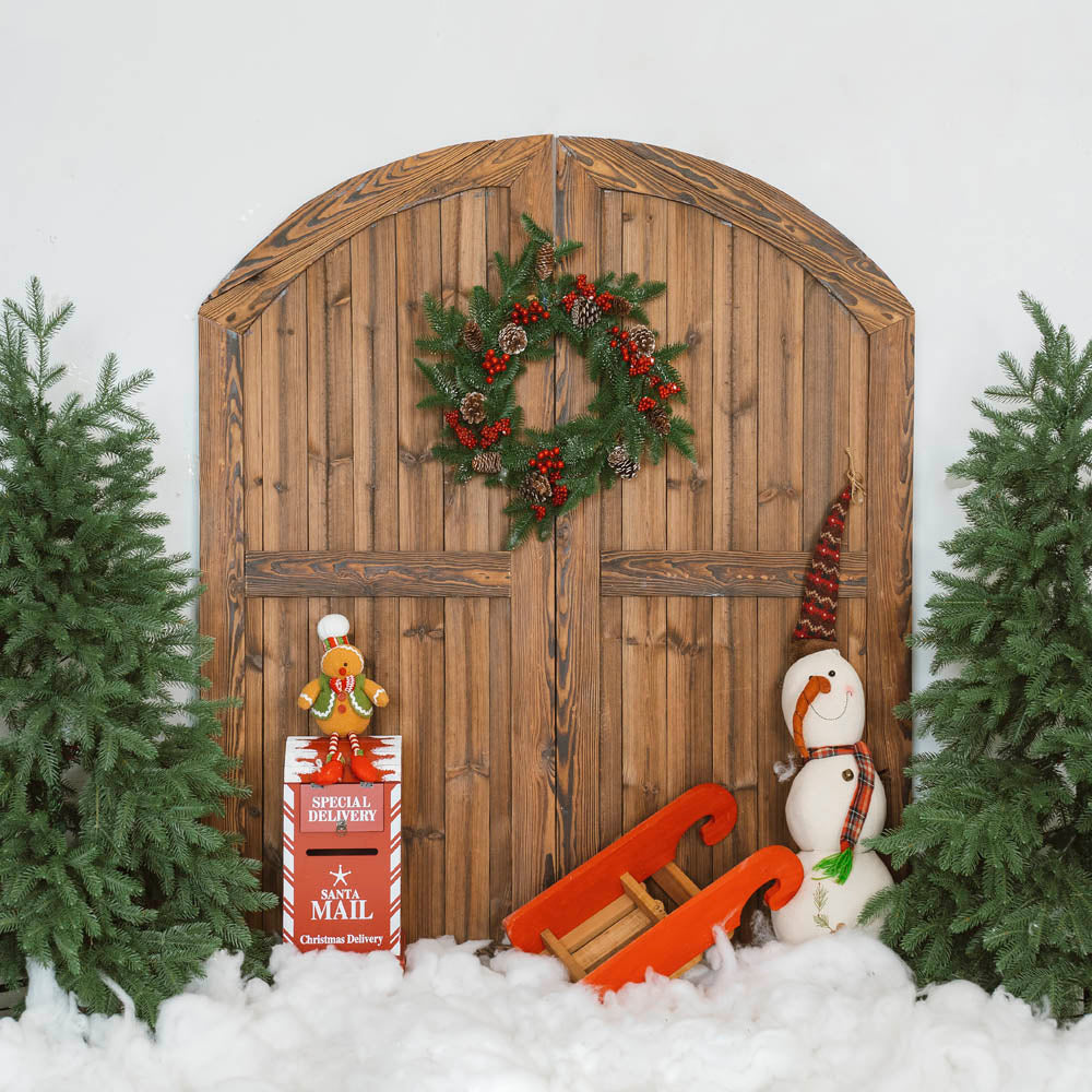 Fox Christmas Tree Santa Snow Winter Vinyl Backdrop