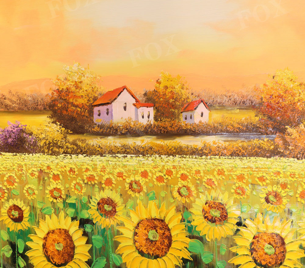 Fox Summer Village Sunflower Vinyl/Fabric Photography Backdrop