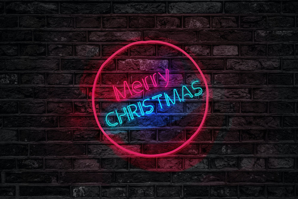 Fox Neon Christmas Lights Outdoor Photography Fabric/Vinyl Backdrop