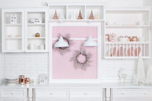 Fox White Christmas Kitchen Dining Room Vinyl Backdrop