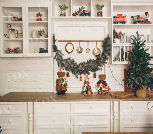 Fox Christmas Home Kitchen Closet Vinyl Backdrop