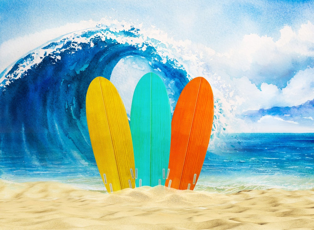 Fox Colorful Summer Surfboards Vinyl/Fabric Backdrop