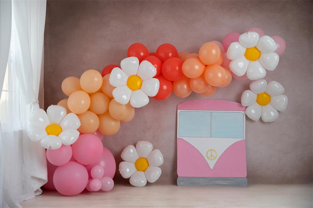 Fox Flower Balloons Cakesmash Vinyl/Fabric Backdrop Designed By Blanca Perez