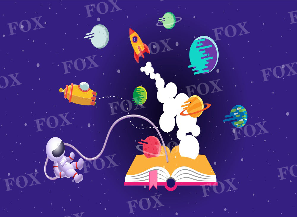 Fox Back to School Cosmic Geography Class Vinyl/Fabric Backdrop