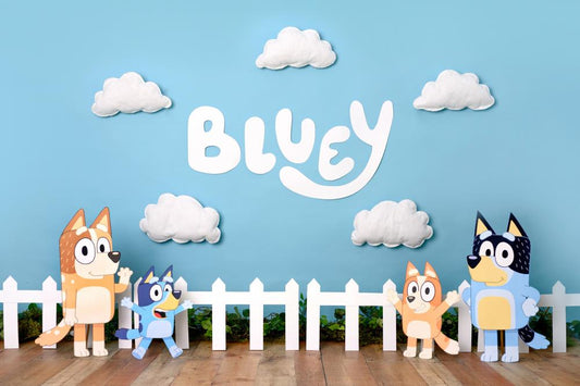 Fox Bluey Chilli Bandit Bingo Heeler Kiwi Vinyl/Fabric Backdrop Designed by Claudia Uribe