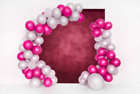 Fox Pink Birthday Balloon Garland Vinyl Backdrop