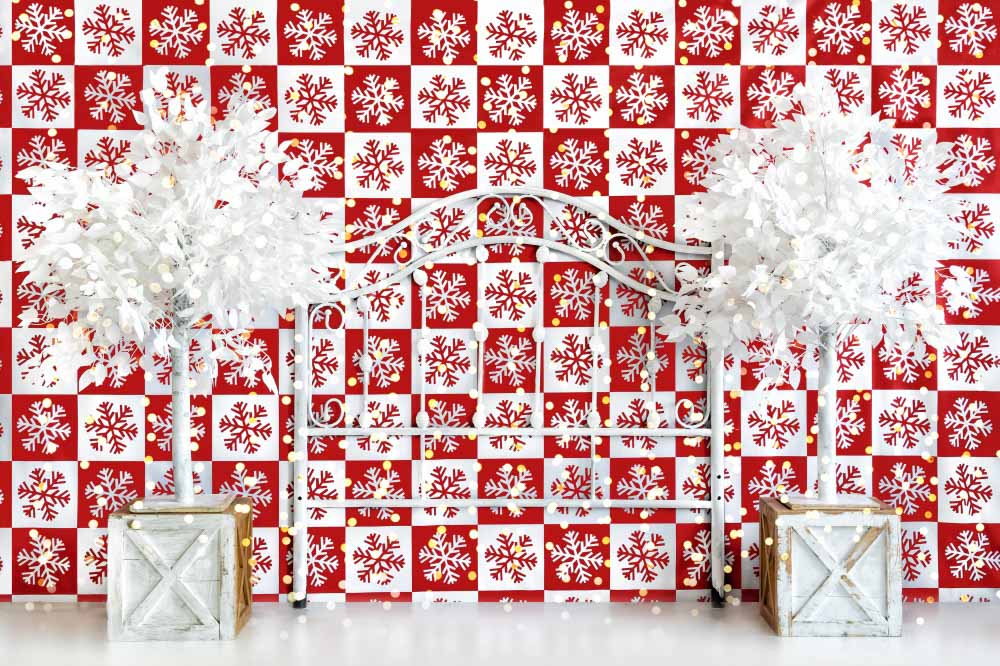 Fox Christmas Snowflake Fabric/Vinyl Backdrop Photography
