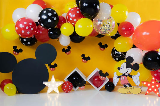 Fox Birthday Mickey and Minnie Vinyl/Fabric Backdrop Designed by Kayla Miller