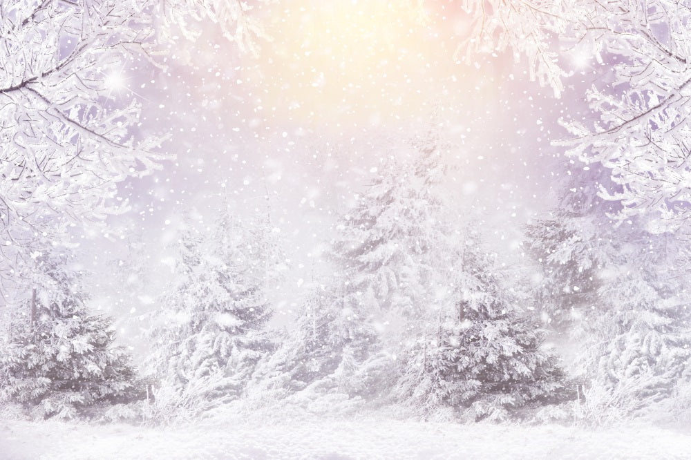 Fox Winter Snow Scene Tree Photography Vinyl/Fabric Backdrop Designed by JT photography